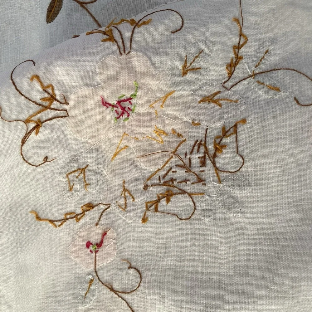 Vintage Table Runner And Napkins Set Floral Appliques Embroidery Handmade